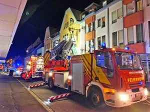 Auch die Drehleiter kam beim Brandalarm in der Ebinger Gartenstraße zum Einsatz.Foto: Nölke Foto: Schwarzwälder Bote