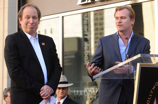 Der Dark Knight-Regisseur Christopher Nolan (rechts) mit dem deutschen Filmkomponisten Hans Zimmer, der auch bei Interstellar wieder für die Musik verantwortlich sein wird. Foto: dpa