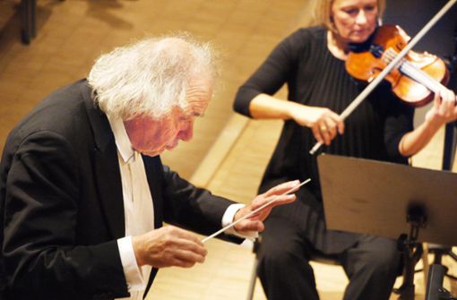 Martin Künstner führte das Ebinger Kammerorchester um Konzertmeisterin Sibylle Kistermann zur Hochform. Foto: Eyrich