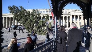 Weihnachtsbaum am Schlossplatz aufgestellt