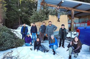 Die Jugendarbeit der evangelischen Kirchengemeinde Tennenbronn hat etwa 140 Weihnachtsbäume im Ort gesammelt. Foto: Kirchengemeinde