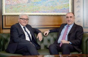 Frank-Walter Steinmeier (links) ist derzeit zu Besuch in Aserbaidschan.  Foto: dpa