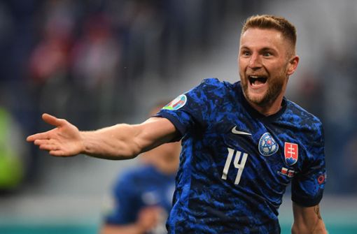 Milan Skriniar erzielte den Siegtreffer für die Slowakei bei der EM 2021. Foto: AFP/KIRILL KUDRYAVTSEV