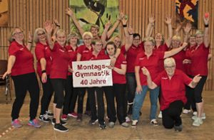 Die SVV-Montags-Gymnastikgruppe mit Übungsleiterin Sabine Krespach (vorne, links) freut sich auf den kommenden Jubiläumsumzug in Vollmaringen. Foto: Alexandra Feinler