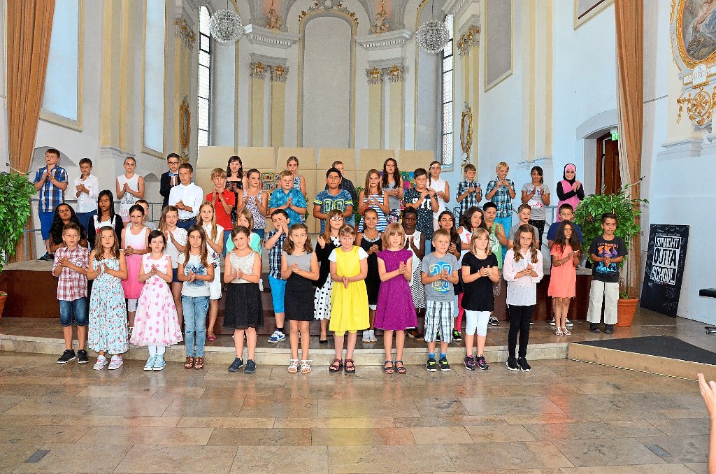 Die Jungen und Mädchen der vierten Grundschulklasse der Oberndorfer Verbundschule Foto: Wagner Foto: Schwarzwälder-Bote