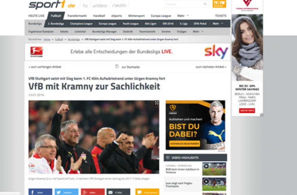 Sport 1 spricht sogar vom neuen Gesicht des VfB unter Trainer Jürgen Kramny. Kaum etwas erinnert noch an die Spiele unter Alexander Zorniger. Von den vogelwilden Auftritten unter Zorniger wäre kaum noch etwas zu sehen.