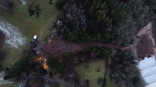 Über 2500 Kubikmeter Schlamm und Geröll gingen zu Tal Foto: Feuerwehr/Fachbereich Drohne