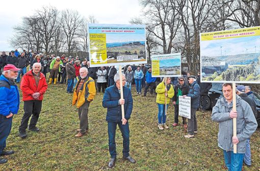 Viel Wind um den Windpark Länge. Das Bild von 2018 zeigt Proteste beim Besuch des Petitionsausschusses des Landtags in Riedöschingen. Foto: Roland Sigwart Archiv