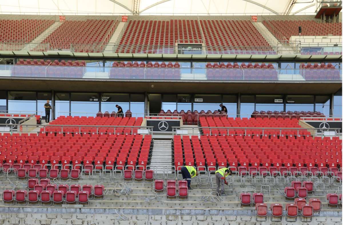 Weg mit den Sitzschalen: In den kommenden Monaten wird der Unterrang der Mercedes-Benz-Arena zur Großbaustelle. Foto: VfB Stuttgart