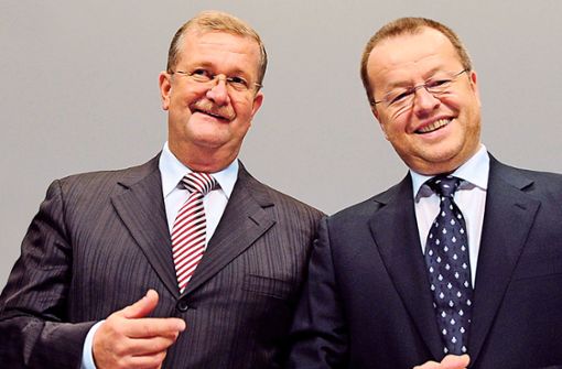 Wendelin Wiedeking und Holger Härter führten Porsche als Vorstandschef und Finanzvorstand – und gehörten dem VW-Aufsichtsrat an. Foto: picture-alliance/ dpa/Bernd Weißbrod