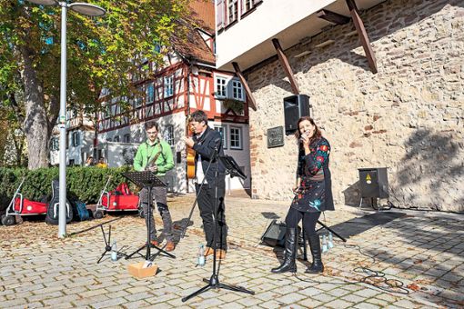 Das Rieke Katz Jazztrio trat unter anderem am Longwy-Platz iin Nagold auf. Foto: Fritsch