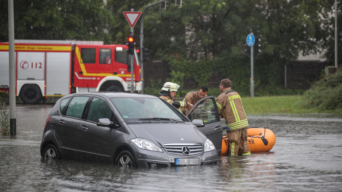 Unwetter in Schwenningen sorgt für überflutete Straßen
