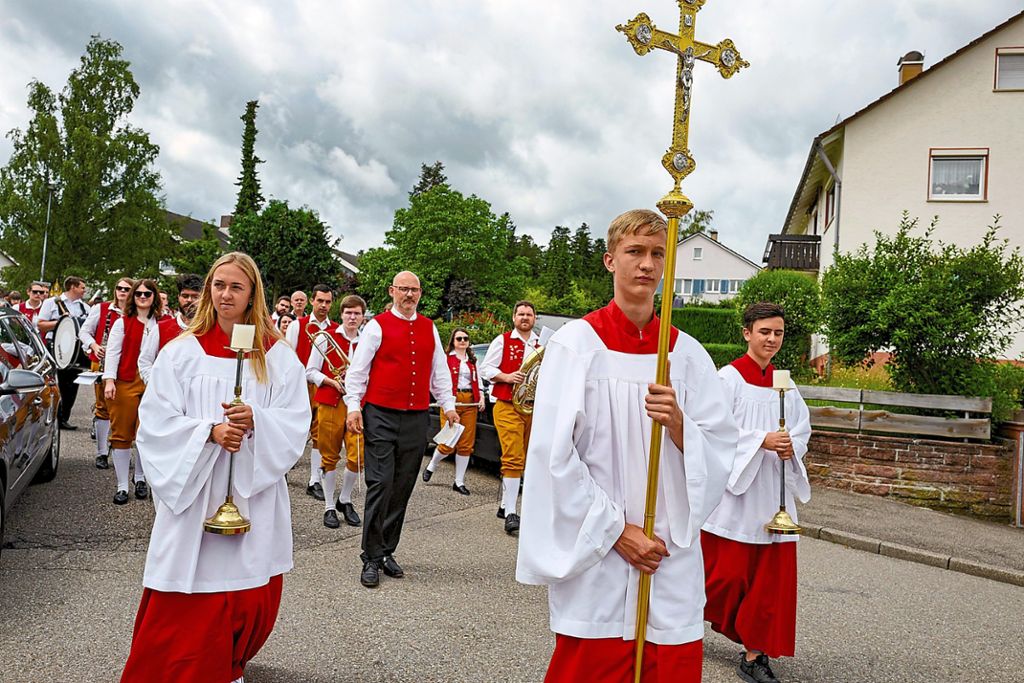 Die katholische Kirchengemeinde St. Josef in Calw feierte das Fronleichnamsfest mit Gottesdienst und Prozession auf dem Wimberg.