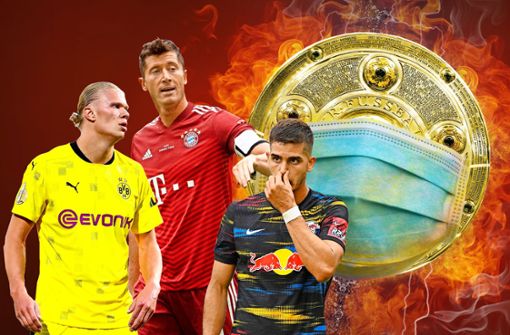 Borussia Dortmund (Erling Haaland), der FC Bayern München (Robert Lewandowski) und RB Leipzig (André Silva) werden sich wohl um die Meisterschaft zanken. Foto: Ruckaberle