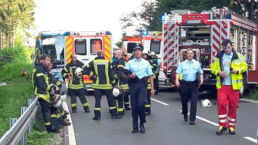 Eine Belastung für Retter:  Einsatzkräfte beim Busunfall vor Loßburg.   Foto: Rath