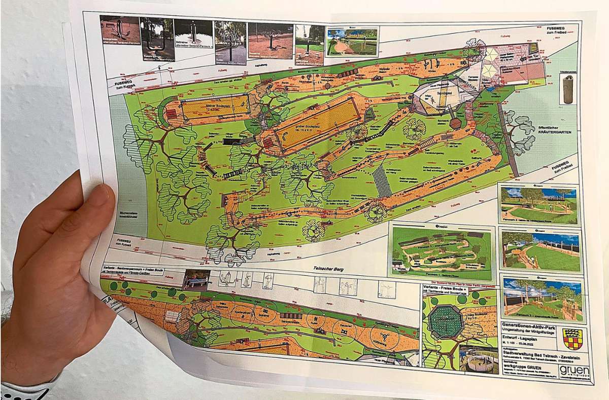 Viel zu entdecken gibt es auf der ersten detaillierten Planzeichnung zum Generationen-Aktivpark in Bad Teinach. Foto: Fuchs