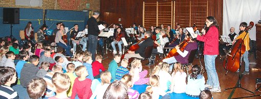Das Jugendorchester der Mössinger Jugendmusikschule hat vor den Schülern der Grundschule Hechingen gespielt.                                                                                                Foto: Schule Foto: Schwarzwälder-Bote