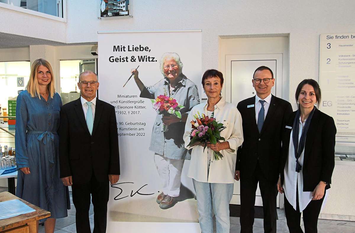 Zusammen feierten sie die Eröffnung der Ausstellung (von links): Ellen Brede-Lenk, Bernhard Haas, Marion Dämmig, Gottfried Joos und Carina Klunzinger.