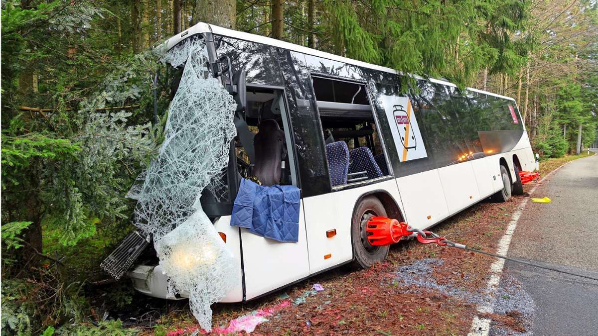 Mit Bus gegen Baum geprallt: Polizei gibt Ursache für Unfall bei Kälberbronn bekannt
