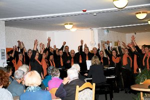 Mit viel Rhythmus und Bewegung und einem sehr gelungenen Auftritt werben die Mitglieder der Chorgemeinschaft Nußbach  für den Chorgesang. Foto: Kommert Foto: Schwarzwälder-Bote
