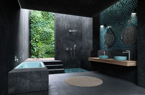 Designerbad mit Pflanzen, minimalistischen Formen und dezenten Farben. Foto: KWC/VDS