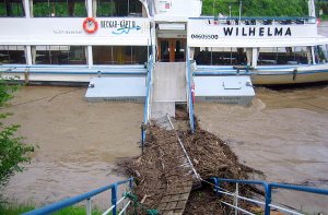 Allein bei der Neckar-Schifffahrt hat das Hochwasser der vergangenen Tag einen Millionenschaden angerichtet. Die Wassermassen haben Unmengen Schlamm und Geröll angeschwemmt, die nun die Fahrrinne blockieren und ausgebaggert werden müssen. Foto: Leserfotograf rika