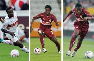 Arthur Boka,  Mamadou Bah und  Ibrahima Traore (v.li.) vom VfB Stuttgart sind in den kommenden Wochen... Foto: dpa