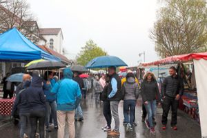 Nur wenige Besucher zieht es bei Regen auf den Blumberger Krämermarkt.  Foto: Baltzer Foto: Schwarzwälder Bote
