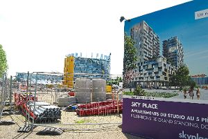 So stellen sich die Planer das neue Viertel vor (rechts). Im Hintergrund ist das Europäische Parlament zu sehen.  Foto: Schauer