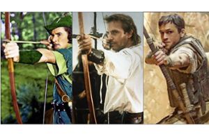 Dreimal Robin Hood (v. li.): Erroll Flynn in Technicolor 1938, Kevin Costner im Piratenhemd 1991, Taron Egerton im Nahost-Kriegseinsatz 2018 Foto: picture-alliance, Studiocanal, ZDF