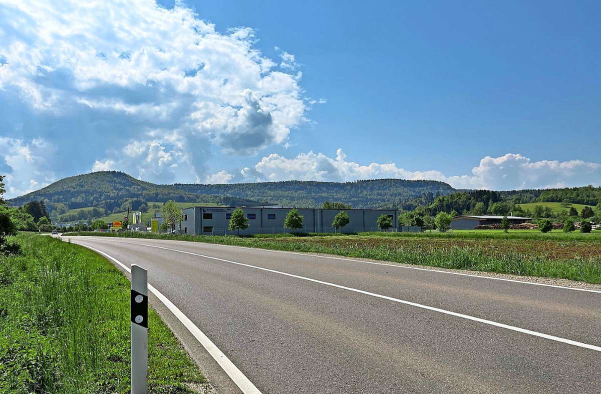Auf dieser Fläche in Jungingen (rechts im Bild)  sollen Firmen Platz für Erweiterungen erhalten. Foto: Stopper
