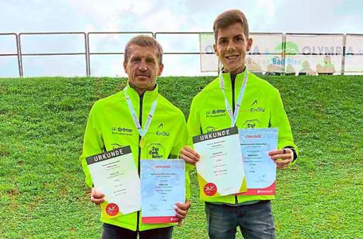 Viktor Luft (links) und Raphael Kirn starteten bei den deutschen Halbmarathon-Meisterschaften in Ulm. Foto: Kirn