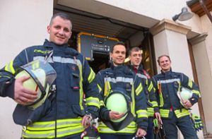 Alex Maurer (von links), Michael Perera, Max Weber und Georg Schinke von der Lahrer Feuerwehr helfen, wenn’s brennt. Foto: Schabel