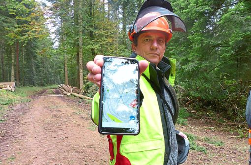 Simon Stahl, Leiter des Forstbezirks Mittlerer Schwarzwald zeigt den Schwarzwald auf einer digitalen Karte. Foto: Kupferschmidt