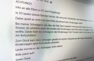 Die Nachricht über eine angebliche versuchte Kindesentführung verunsichert derzeit Eltern in Villingen-Schwenningen. Die Polizei klärt hierzu auf. Foto: Eich