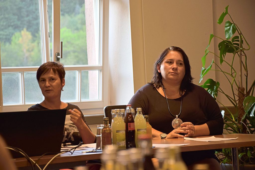 Uli Stein (links) und Gabi Herrmann-Biegert berichten im Gemeinderat von ihrer Arbeit.