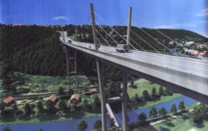 Bis die Hochbrücke so aussieht wie auf dieser Computergrafik, dauert es noch bis 2023. Foto: Stadt Horb