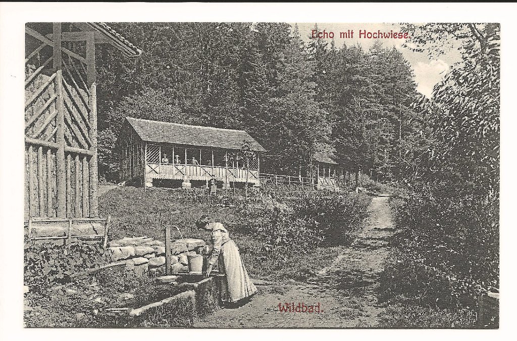 Ansichtskarte um 1905 mit dem Echo Hochwiese. Fotos: Bechtle
