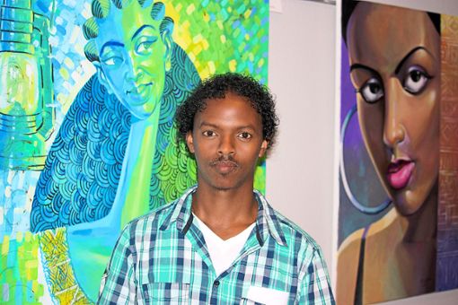 Der Künstler Mulugeta Tekle aus Eritrea  zeigt ab 31. Januar  seine Bilder in der  Balinger Rathausgalerie. Foto: Smaoui Foto: Schwarzwälder Bote