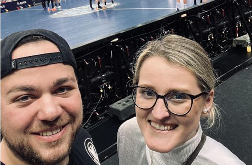 Stephan Lermer mit Freundin Magdalena Köppel bei der Handball-Weltmeisterschaft in Polen. Foto: Lermer