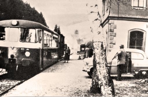 Der Bahnhof in Vöhrenbach in den 1950er-Jahren. Die Bregtalbahn deckte eine Strecke von 33 Kilometern ab und war für viele Pendler wichtig. Foto: Dagobert Maier