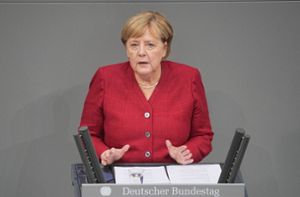 Angela Merkel hat  bei der Sondersitzung des Bundestags eine Regierungserklärung zur Lage in Afghanistan abgegeben. Foto: dpa/Michael Kappeler