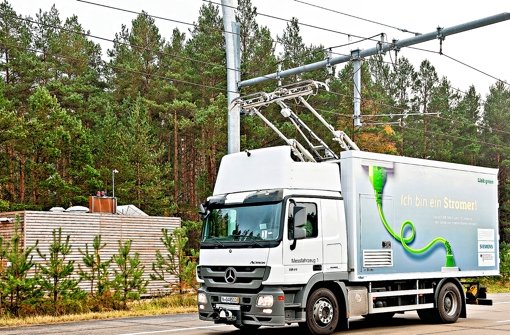 Teststrecke von Siemens in Berlin: Hier fahren schwere Lastwagen mit Strom. Foto: Siemens AG