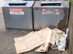Wie vielerorts wird auch in Rexingen seit geraumer Zeit illegal Müll bei den örtlichen Glas- und Papiercontainern entsorgt. Nun sollen die Papiercontainer in Rexingen gänzlich verschwinden. Foto: Wagner