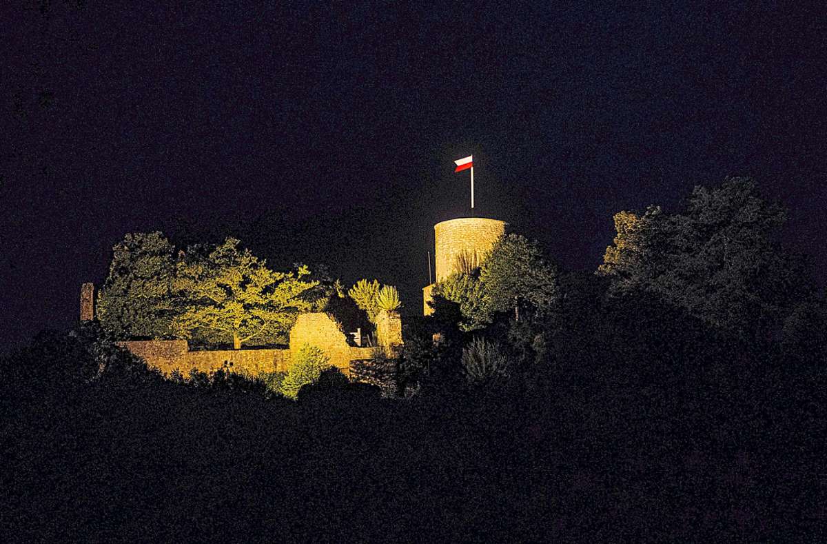 Schönheit in der Nacht: Nagolds Burgruine auf dem Schlossberg.