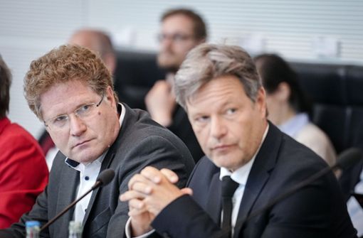Graichen (l.) und Habeck im Ausschuss im Bundestag. Foto: dpa/Kay Nietfeld