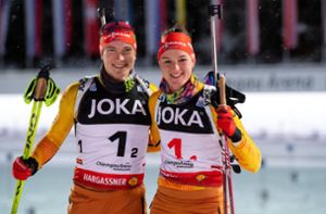 Auf dem Schwarzwälder Benedikt Doll (links) und auf Denise Herrmann-Wick ruhen die größten deutschen Hoffnungen in der beginnenden Biathlon-Saison. Foto: Hoppe